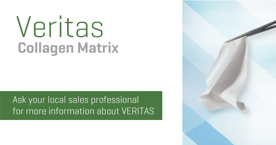 Image of Veritas product held by tweezers and product logo